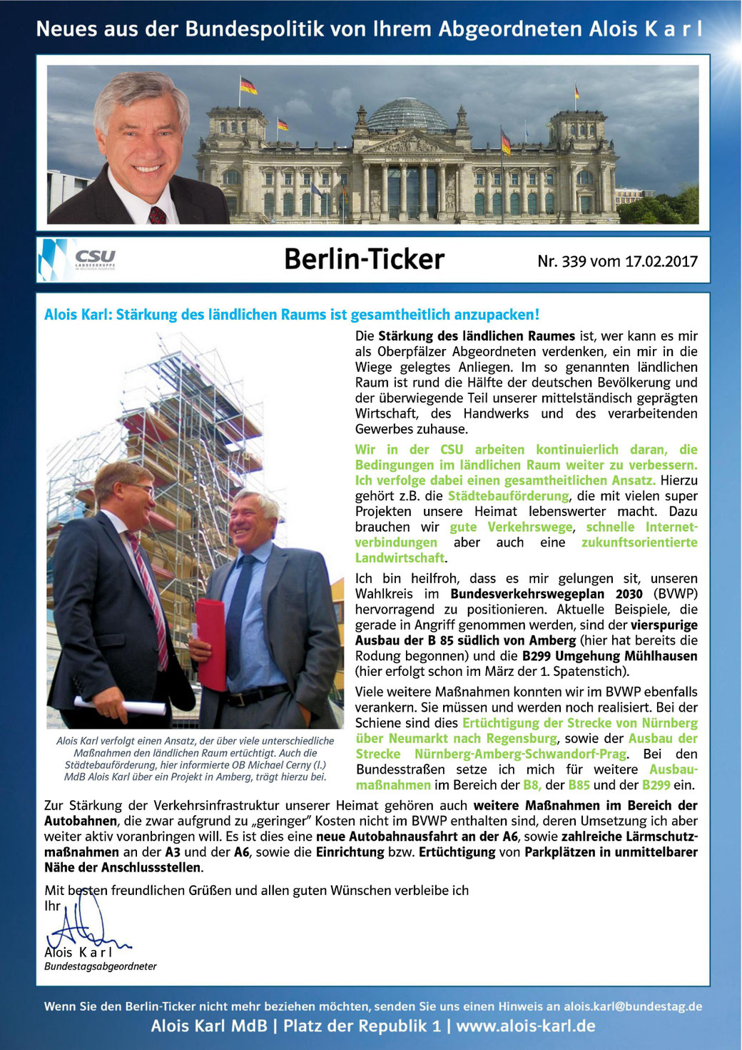 Klaus Hafner CSU Königstein Hirschbach Alois Karl Bundestagsabgeordneter