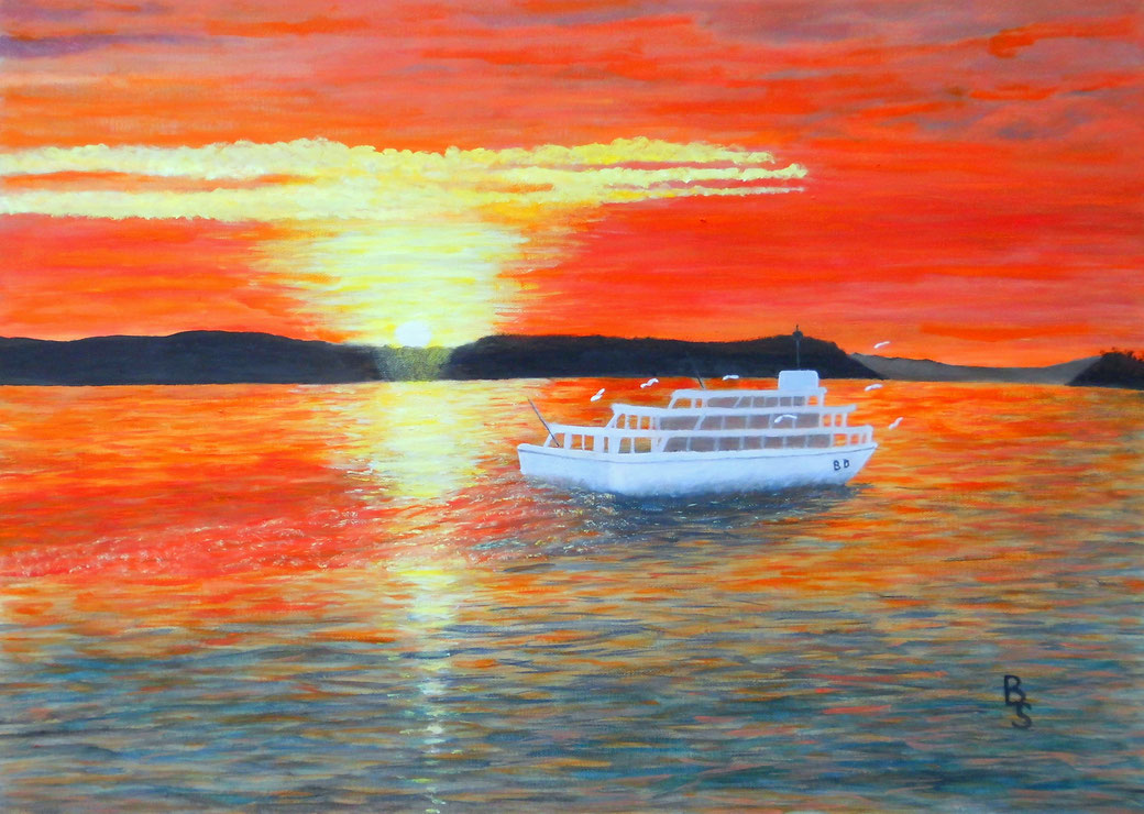 Sonnenuntergang am Bodensee, 70*50, 2019