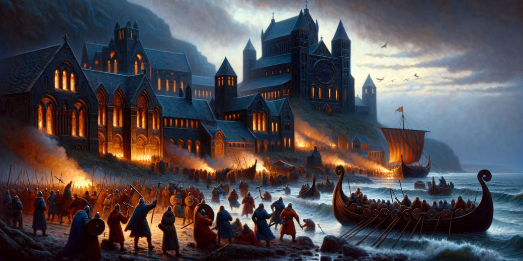 Viking Raid on a Coastal Monastery