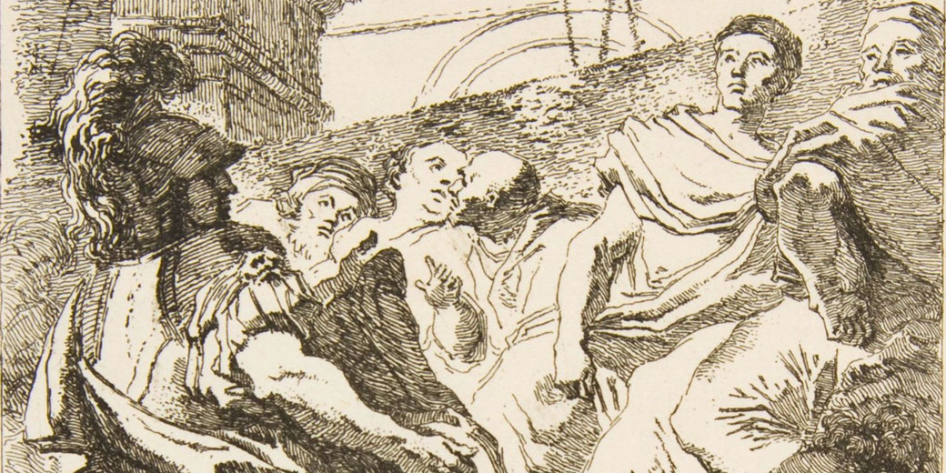 Etching by Fragonard after Tiepolo, depicting Fabius Maximus addressing the Carthaginian Senate.