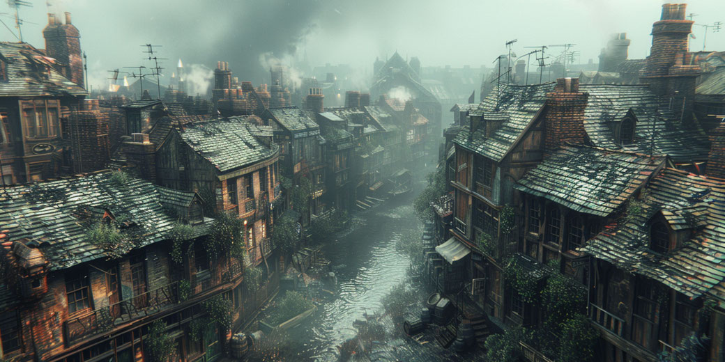 Victorian slums during the Industrial Revolution