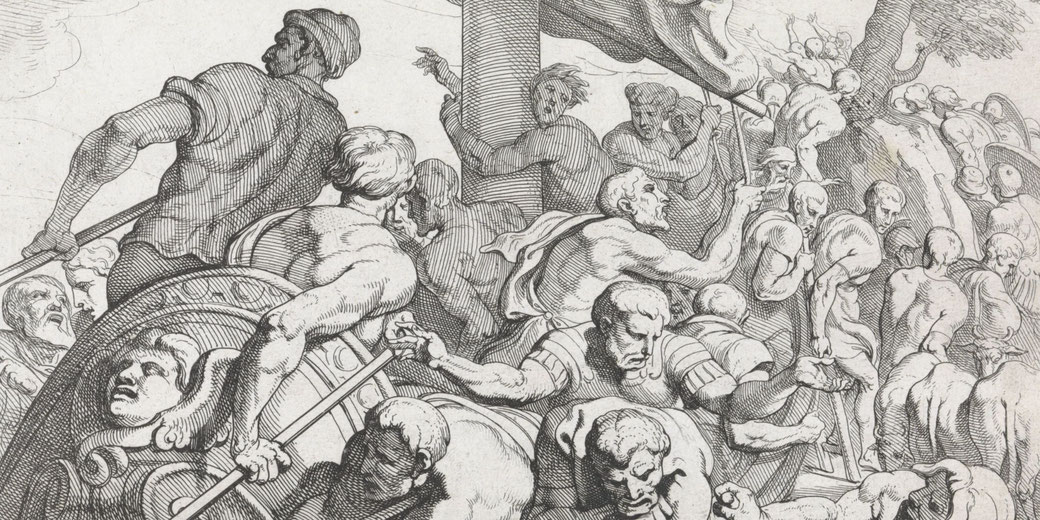 Odysseus' ships approach the underworld; one encounters Neptune, who obstructs its course.