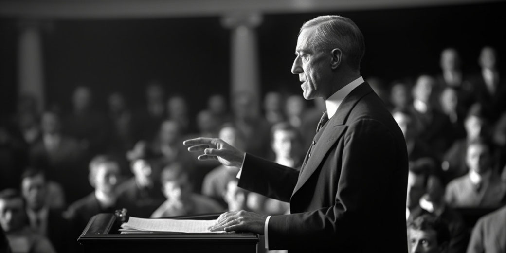 Woodrow Wilson giving a speech