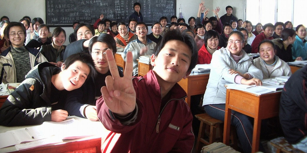 Happy students in a class