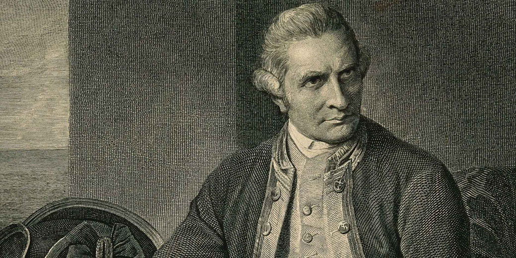 A detailed engraving of a man in 18th-century attire, featuring a stern expression, curled hair, and a decorated coat.