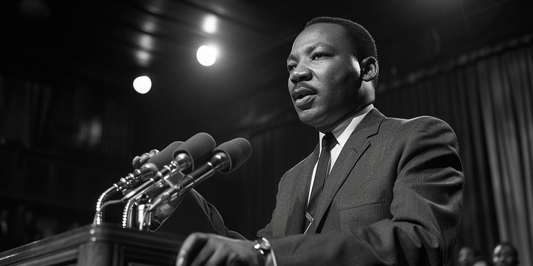Martin Luther King giving an inspiring speech