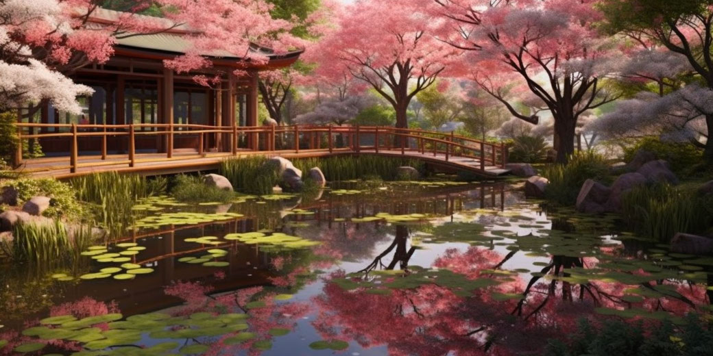 Japanese cherry blossom scene