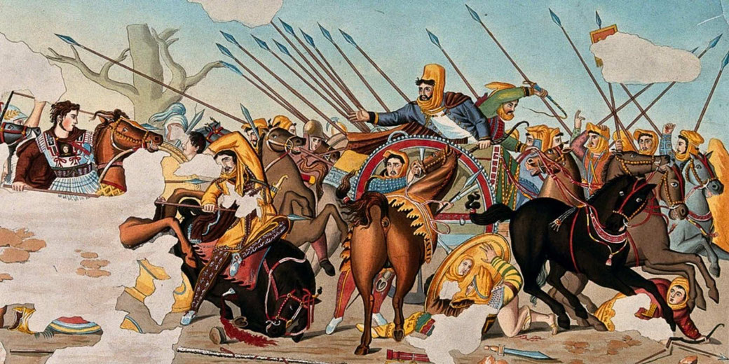 Alexander the Great of Macedonia is chasing the fleeing Darius III