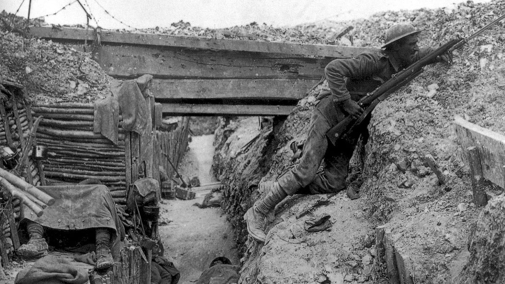 WWI soldier in trench Somme