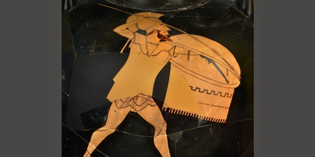 Greek terracotta neck-amphora attributed to the Berlin Painter, decorated in the red-figure technique and dating from 500–480 BC.