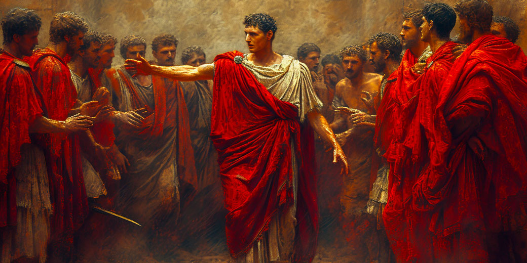 Caesar arguing in the senate