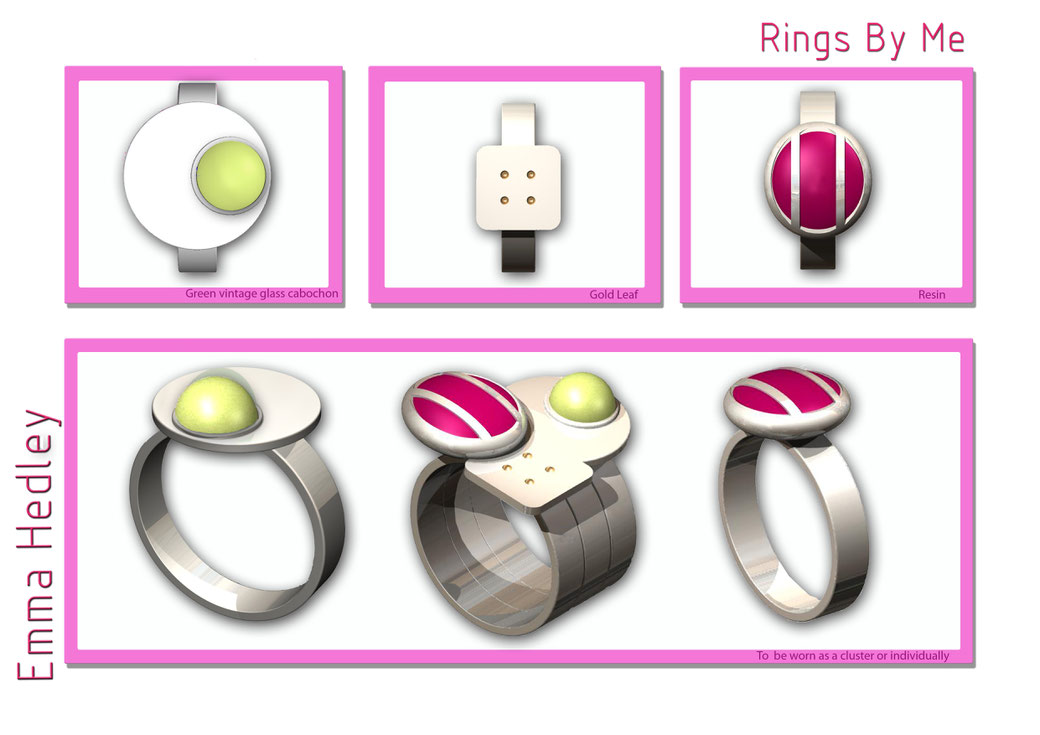 A set of silver stacking rings final degree show 2007 by Emma Hedley Jewellery