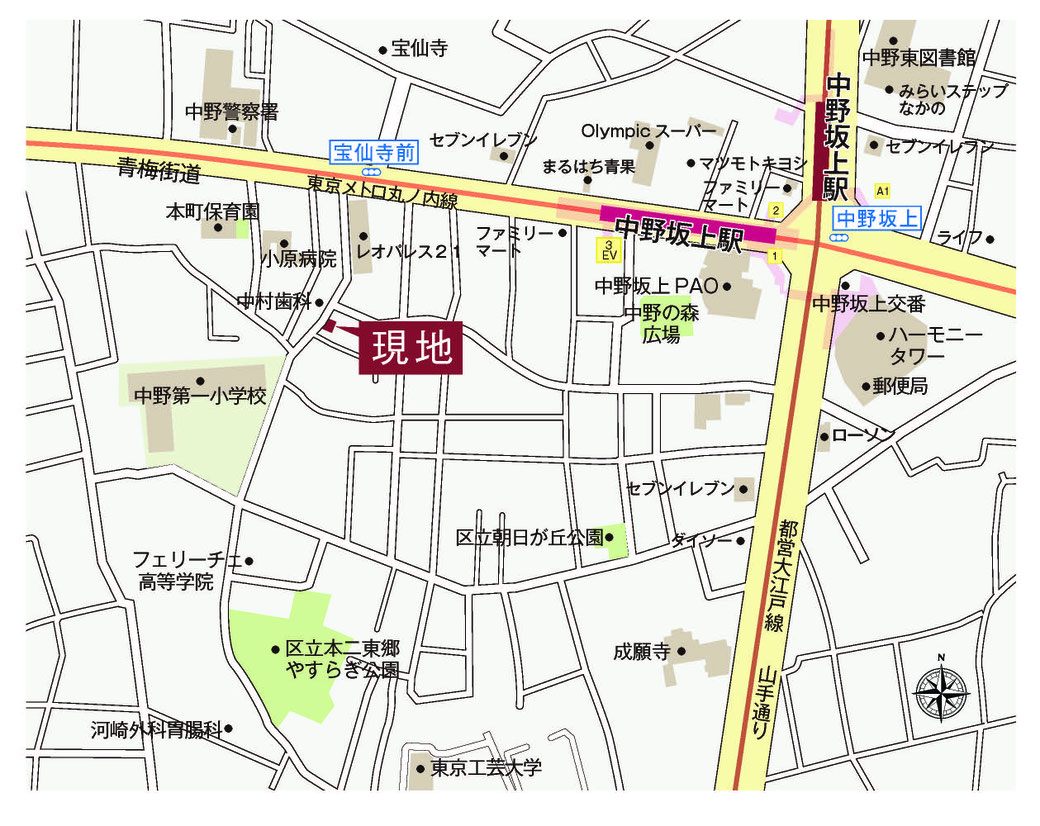 パルゼ中野坂上のアクセスマップ