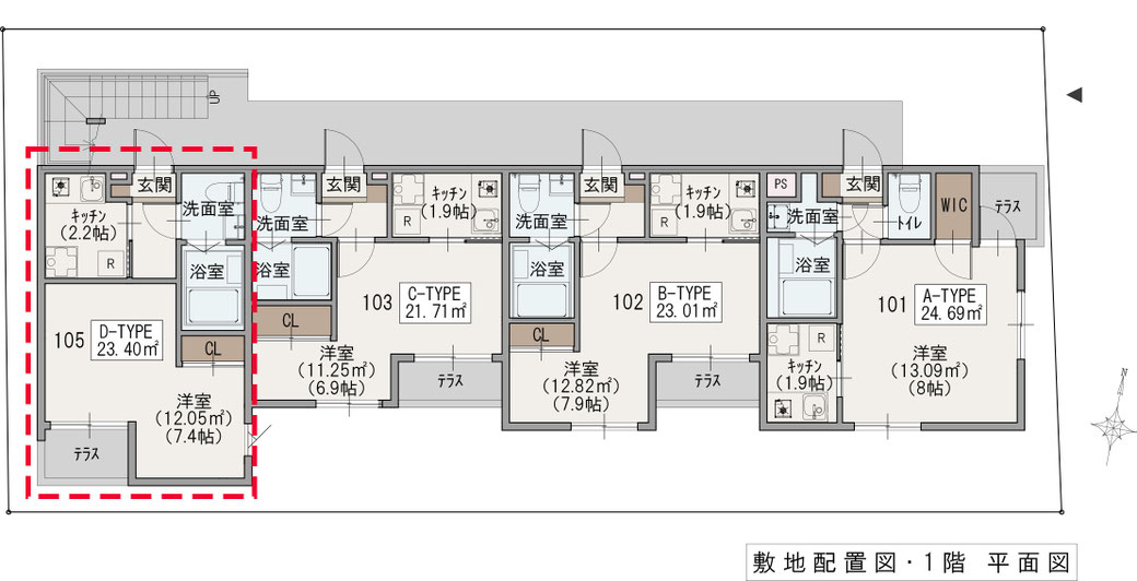 パルゼ中野三丁目の1階平面図