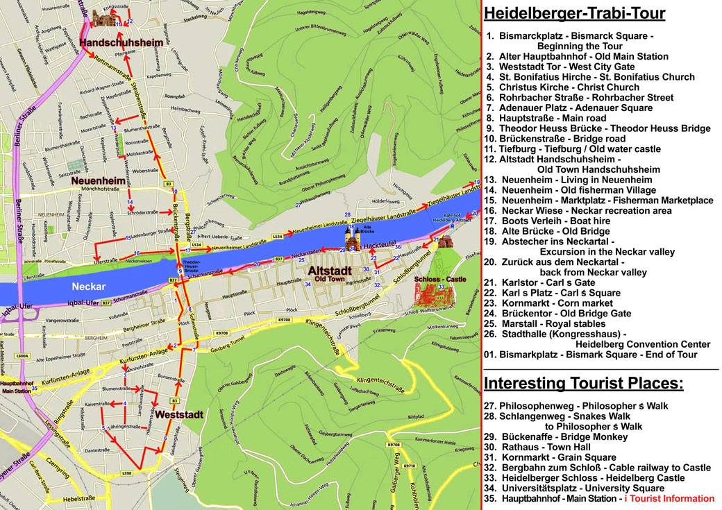 heidelberg walking tour map
