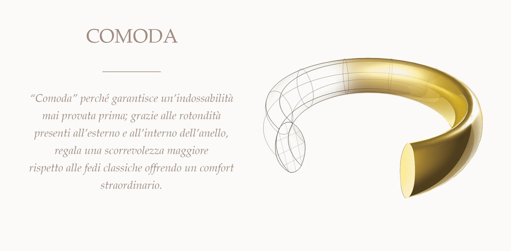 Le Fedi Unoaerre Comode grazie alle rotondità presenti all'interno dell'anello garantiscono un'indossabilità mai provata prima !