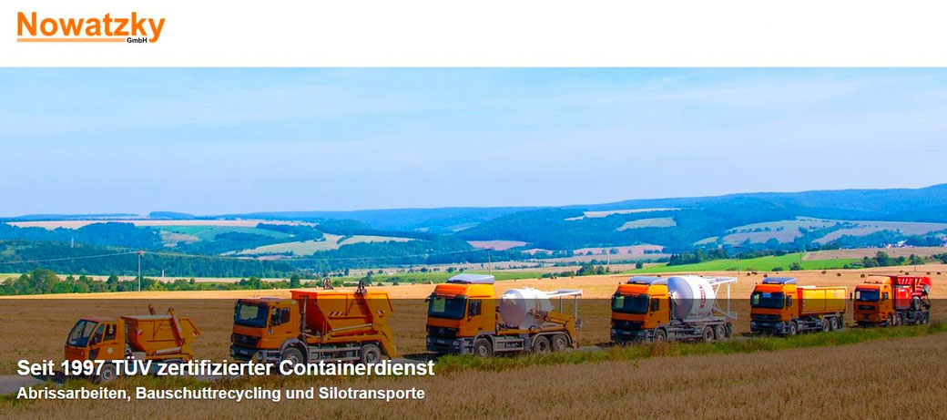 Link zu www.nowatzky.de - Nowatzky GmbH Containerdienst - Abrissarbeiten - Bauschuttrecycling - Silotransporte.