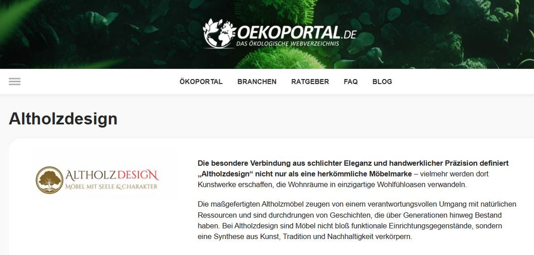 Link zu: oekoportal.de. Ökoportal – interessante Themengebiete rund um Ökologie.