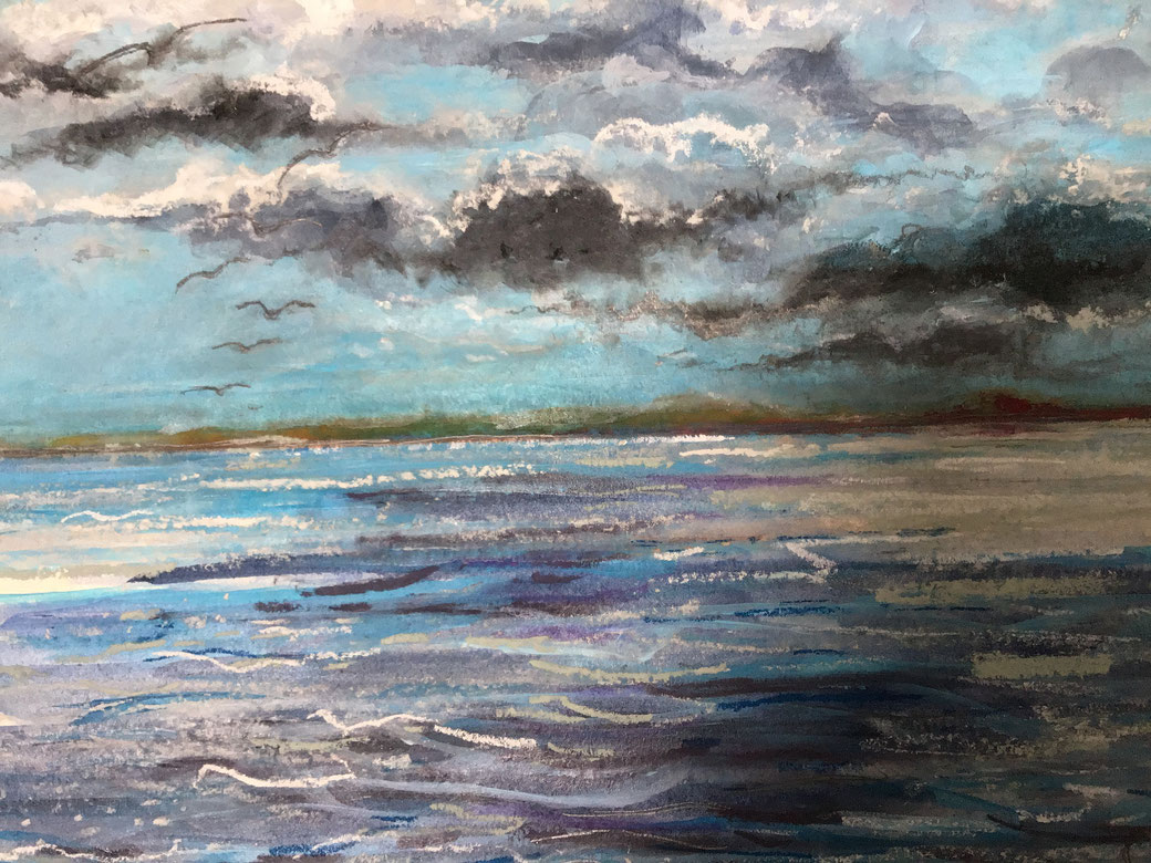 View of the Lincolnshire Coast. Painting by Sally McCaffrey