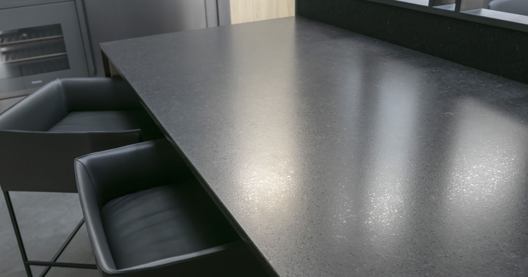 kitchen table from black sintered stone