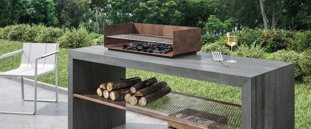 Basalt outdoor barbecue table