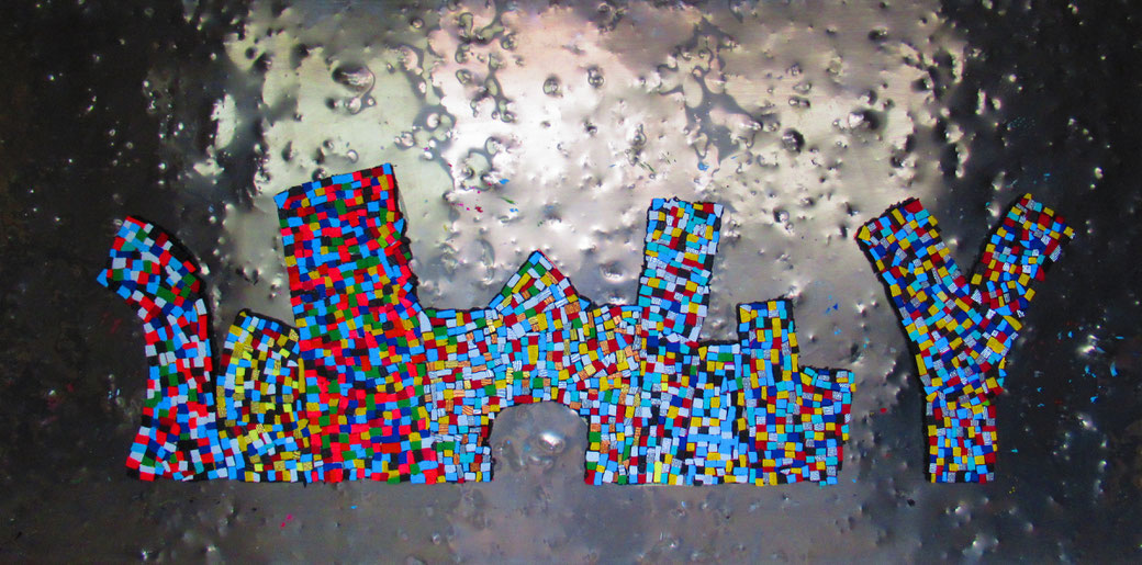 Tableau Abstrait De Grand Format NEW YORK CITY de Dalilah EMERY (200 x 100 cm)