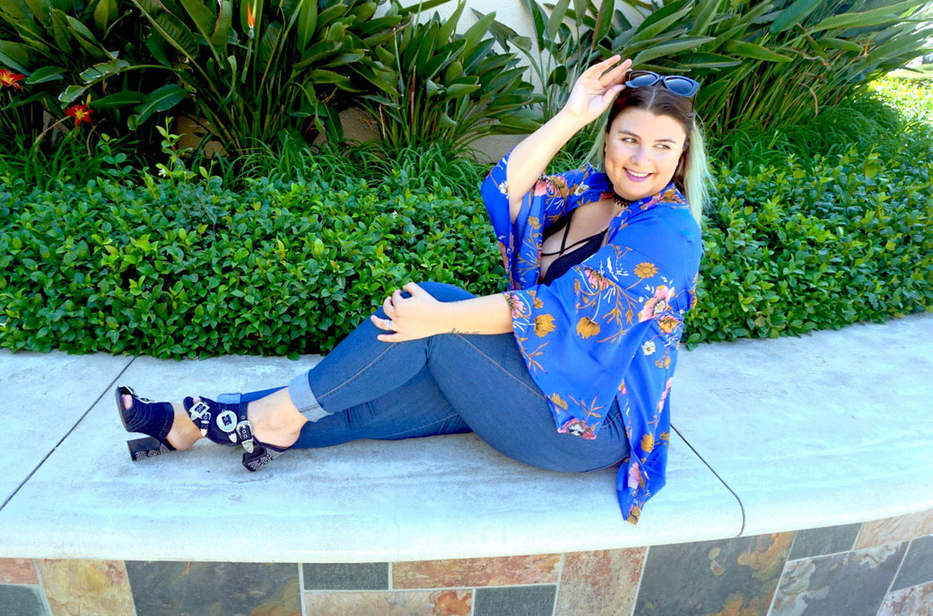KIMONO FLEURS GRANDE TAILLE WET SEAL BLOG MODE FASHION PLUS BLOGGER