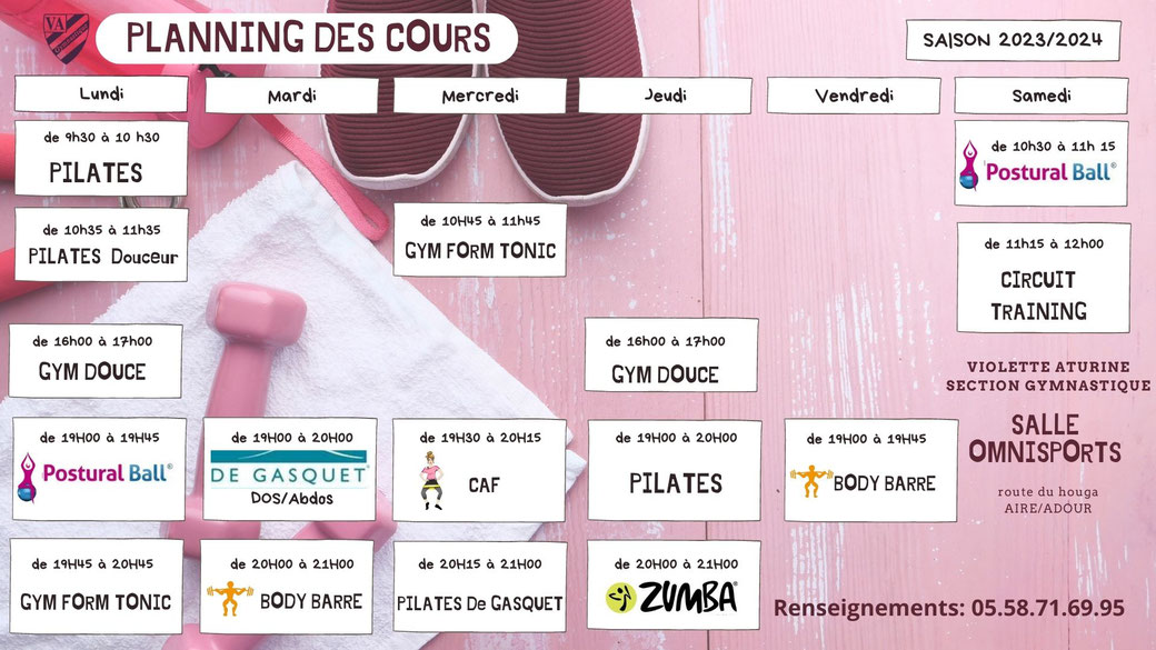 Planning des cours FITNESS