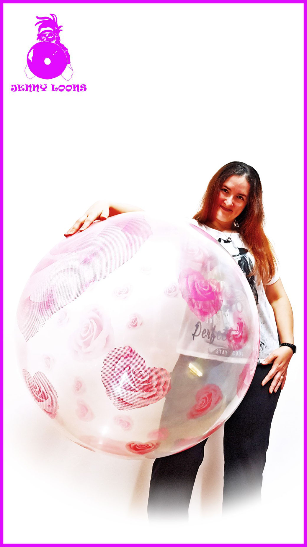 JENNY LOONS CATTEX 32inch 81cm Riesenballon Giant Balloon Herzen Rosen Herzrosen Hearts Roses Heartroses