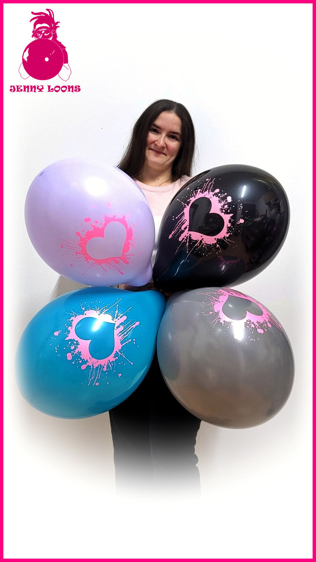 BELBAL B120 Painted Love Liebe Herz gemalt Neon Pink Schwarzlicht Black Light blacklight Luftballons Balloons Ballons besondere Hameln