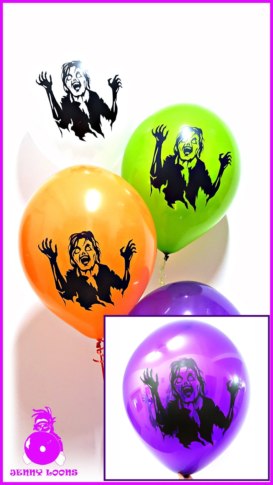 TUF-TEX TUFTEX 17inch ZOMBIE HALLOWEEN Luftballons Balloons orange white green weiss grün