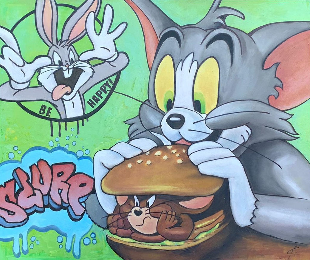 SLURP (2022) 50x60 cm - olio, acrilico su tela - oil & acrylic  on canvas  - Euro 600,00