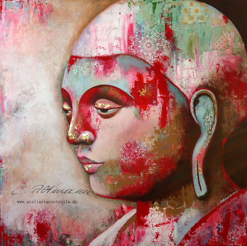 colorful buddha-painting by Conni Altmann, www.ateliertantetrulla.de