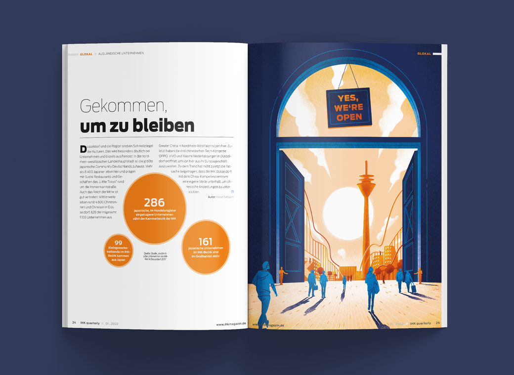 Halbe Magazinseite mit corona-odyssee illustration
