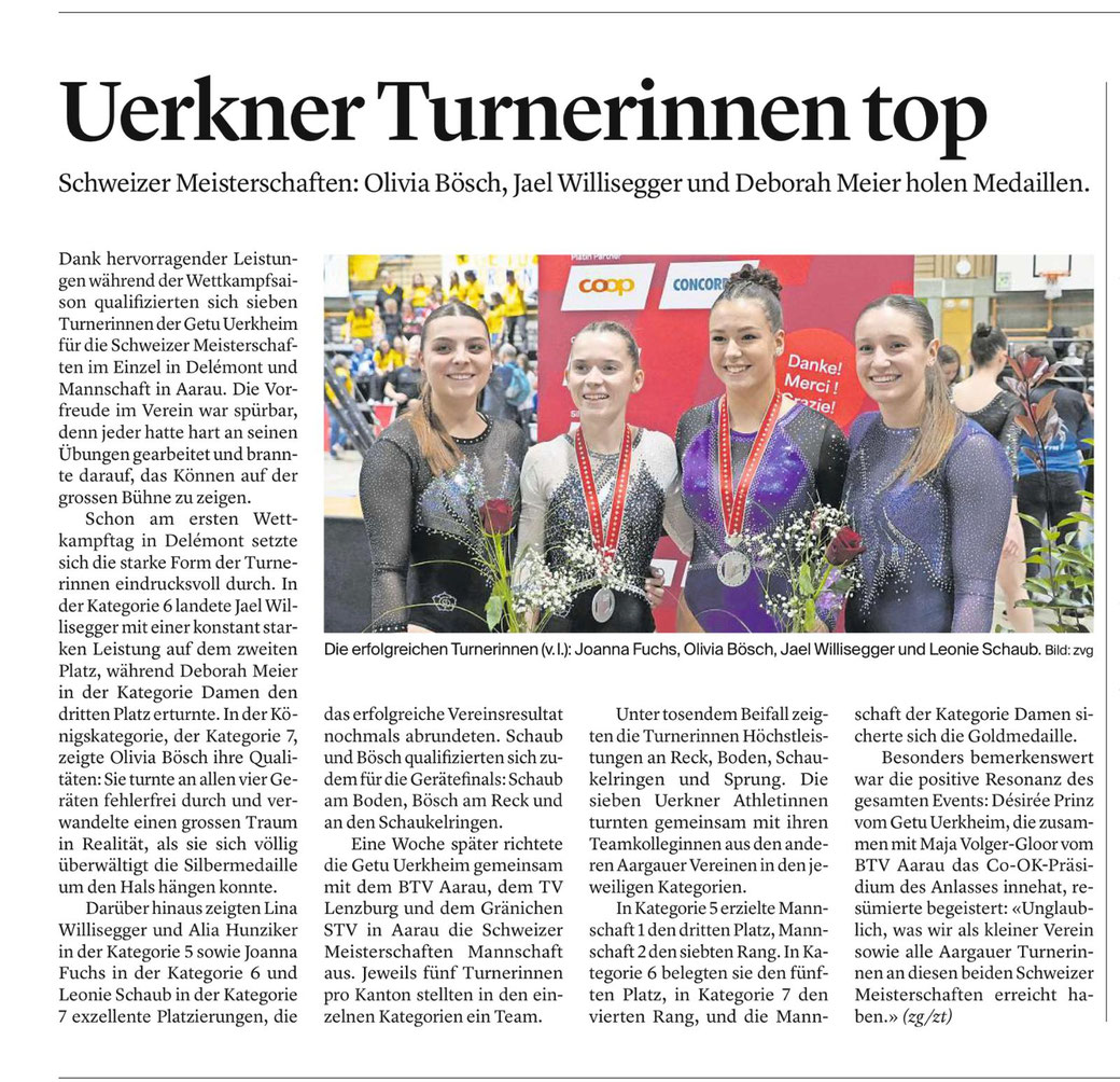 Artikel Zofinger Tagblatt vom November 2025