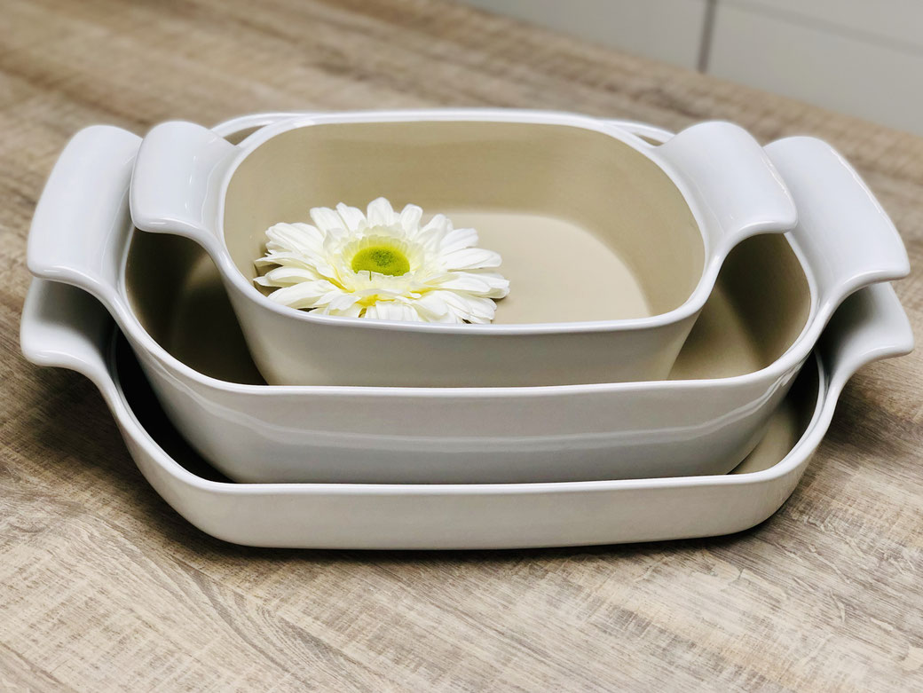 Hier siehst du die Bäker von Pampered Chef® ineinander gestapelt und kannst somit die Größen miteinander vergleichen