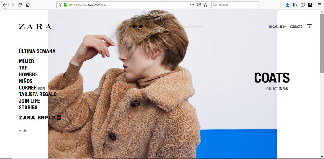 Sitio Web de Zara.
