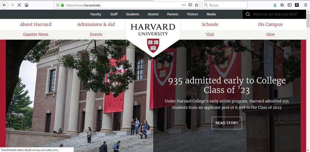 Sitio Web de la Universidad de Harvard.