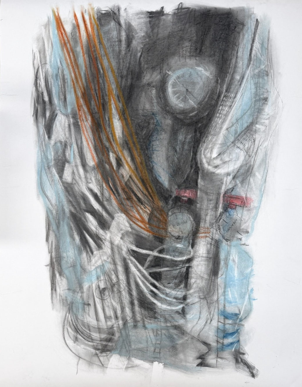 Baustelle 2, Zeichnung Kohle/Pastellkreiden, 140x110 cm, 2026