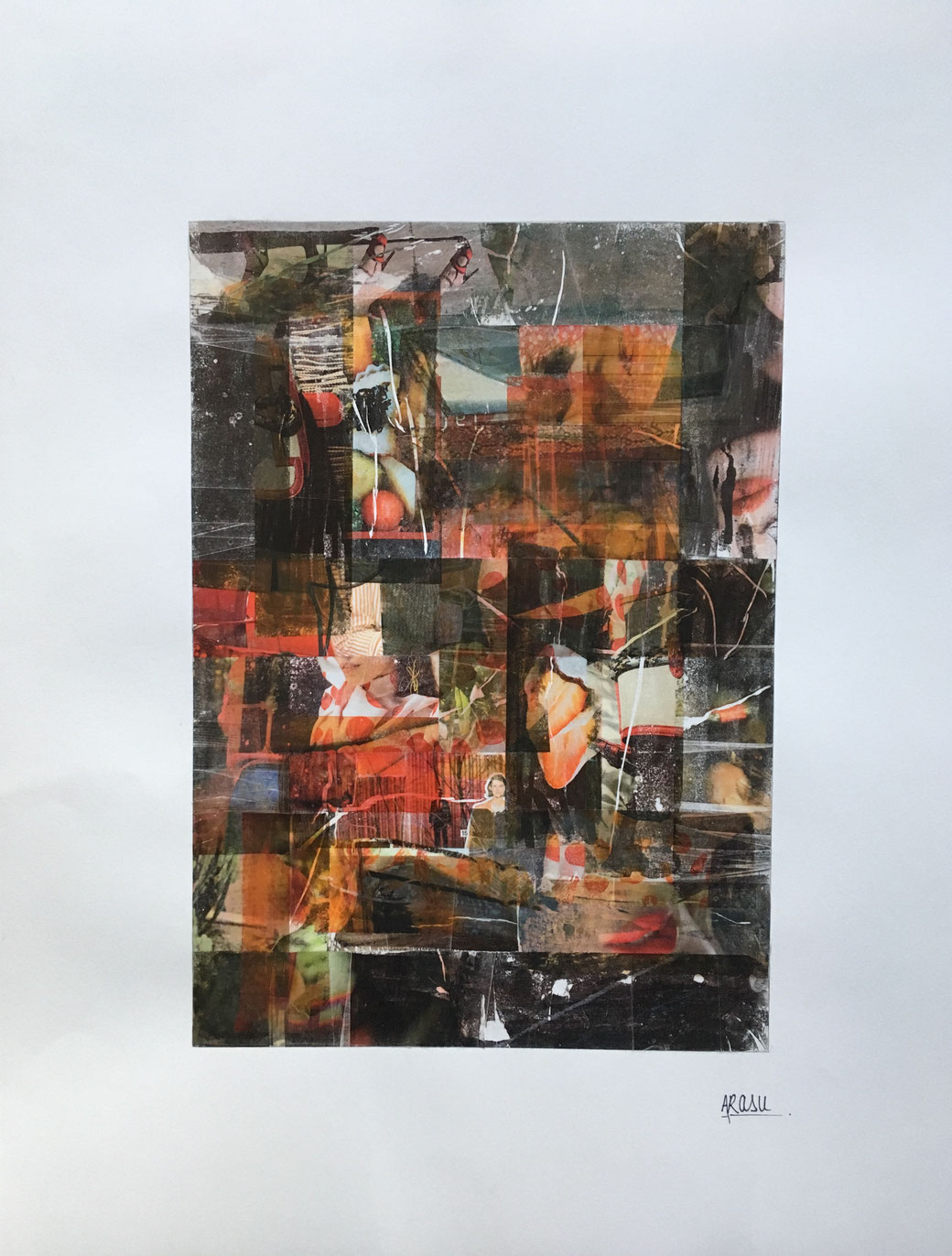 Jeux interdits, collage sur papier format RAISIN (65x50 cm)-2018-110€. (16)