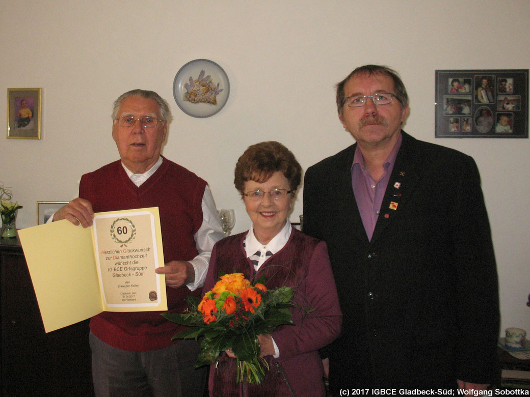 Glückwünsche zur Diamantenen- Hochzeit an Familie Hildegrart und Günter Koller