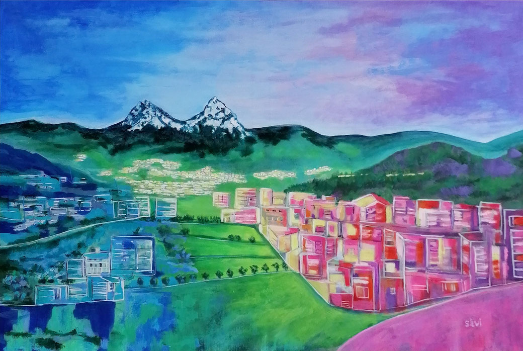 Schwyz, Mythen, Schweiz, Berge, Popart