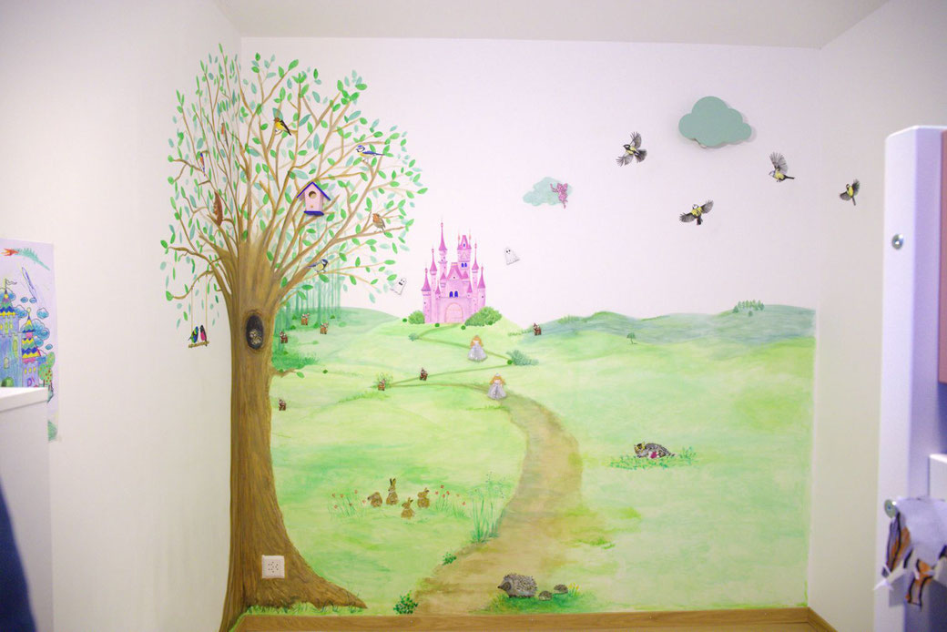 Wandmalerei in Acryl - Mädchenzimmer, verkauft