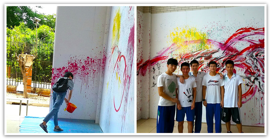 Lum Weng Kong's grafitti mural with students.