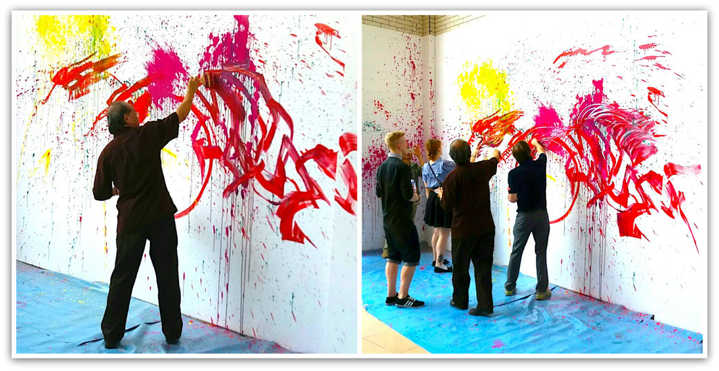 Lum Weng Kong and students resolving the mural intuitively.