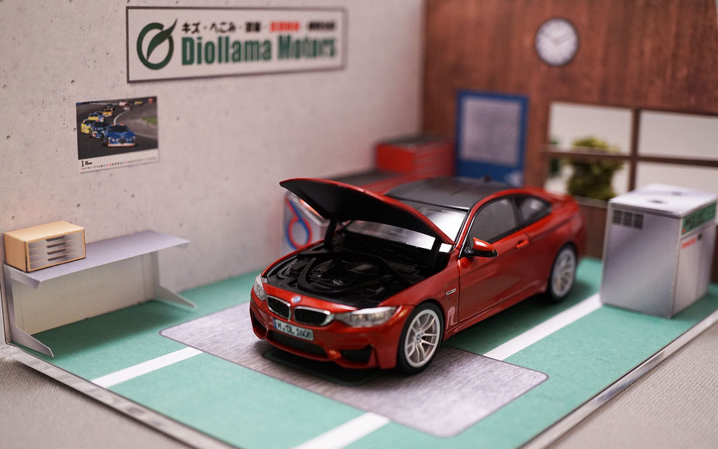 茄子紺 1/64 ミニカージオラマ背景 整備工場 ミニカー専用 (G2) - 通販