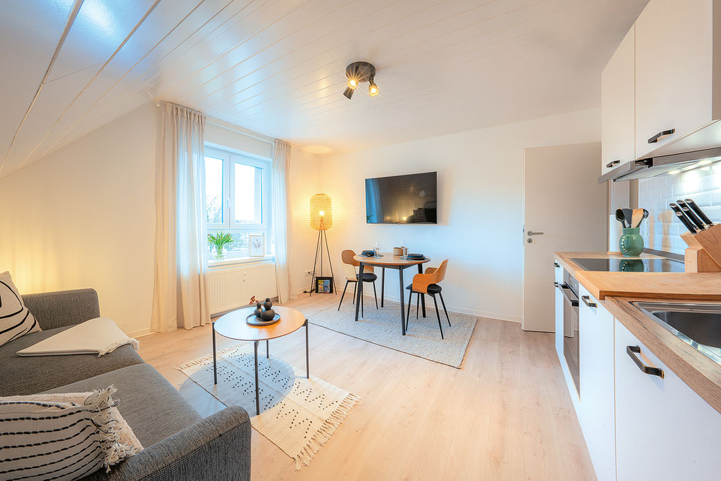 MEERPAUSE Apartment - Nordlicht - Wohnbereich