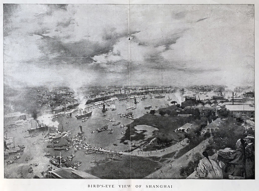 Harper's Weekly September 15, 1900 A BIRD'S EYE VIEW OF SHANGHAI. From the MOFBA collection