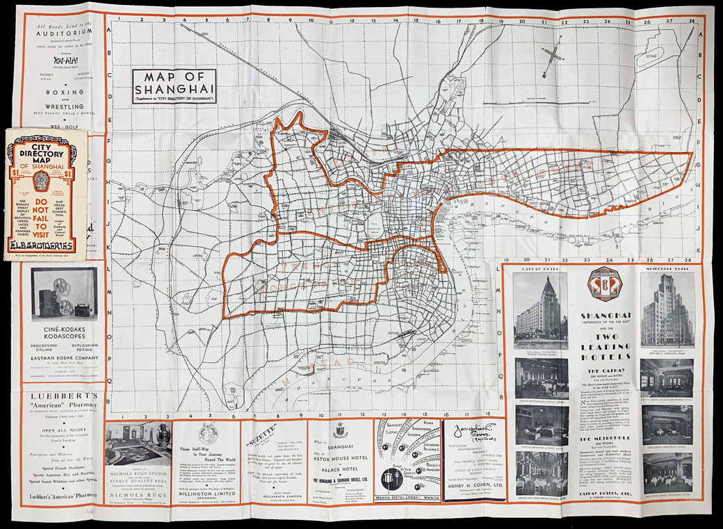 1932 City Directory Map of Shanghai by Millington Inc. Supplement to the "City Directory of Shanghai". From the MOFBA collection