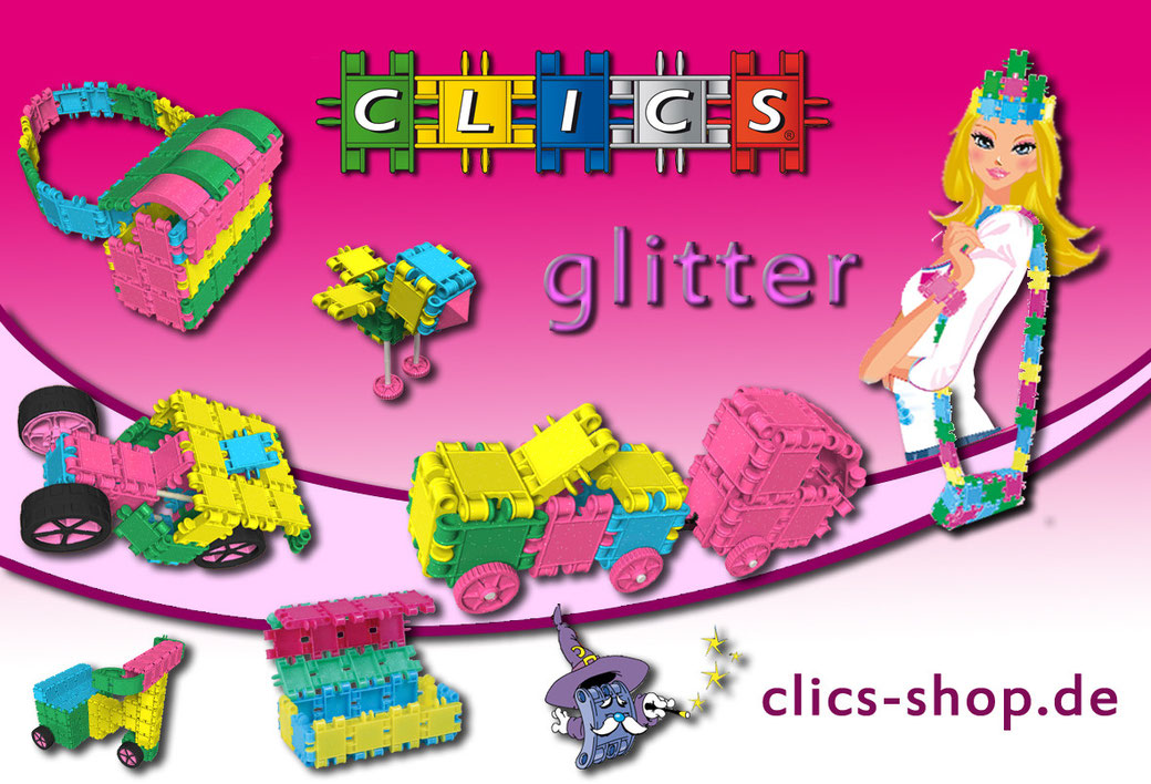 CLICS Rollerbox GLITTER Glitzer Bausteine glittering CB801 4-12 Jahre NEU OVP 